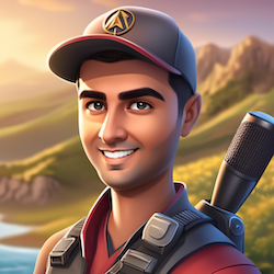 concept art lora:custom_lora_model:1 aallzz 3D profile picture avatar, vector icon, character, mountain background, sun backlight, digital artwork, illustrative, painterly, matte painting, highly detailed